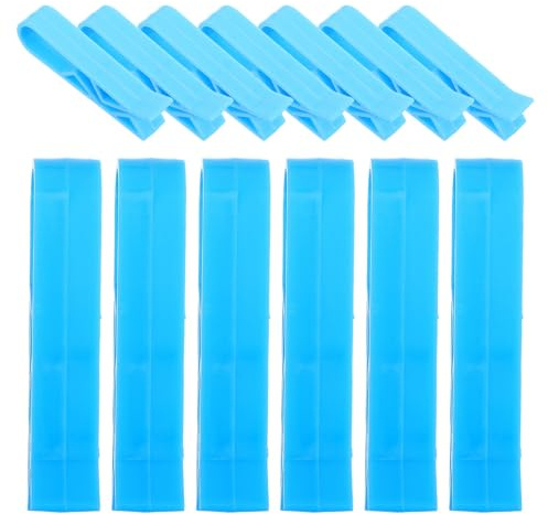 Toyvian Clips de Fijación para Bolsas de Basura de Plástico, 100 Unidades, Color Azul Claro, Sujetadores Elásticos para Contenedores de Basura, Soporte Antideslizante para Bolsas,