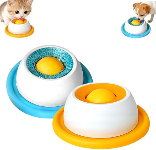 Lick Bowl für Hunde, 2 Stück Schleckball Hund, Hundelickspielzeug, Leckmatte Hund, Schleckball Leckball für Hunde, Leckt Futternapf mit Integrierter Drehkugel, für Hunde Katzen Welpen