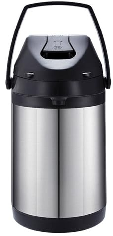 3L Stainless Steel Insulated Vacuum Airpot Flask with Pump Action, Lever-Action Insulated Beverage Dispenser for Hot & Cold Beverages（17x34cm）