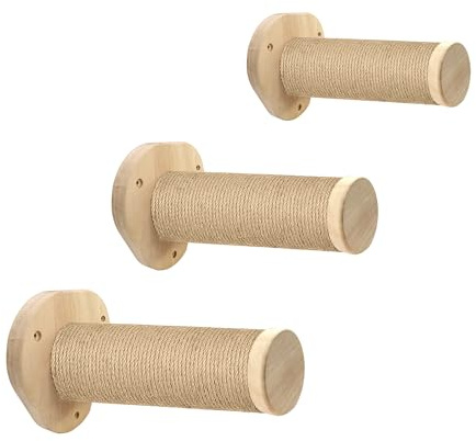 Mueble de Pared para Gatos(3pcs), peldaño de Escalada de Ø 9 x 32 cm montado en la Pared con rascador de Yute para Gatitos, Gatos medianos y Grandes