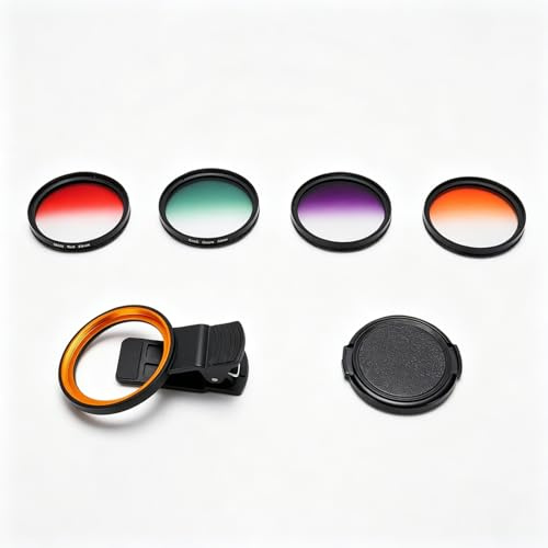 Dpofirs Kit di Filtri per Obiettivo della Fotocamera del Telefono con Clip, Filtro Polarizzatore Circolare HD da 52 Mm per Fotografia di Paesaggio, con Clip per Obiettivo da 52 Mm