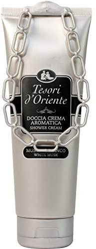 TESORI D’ORIENTE d'Oriente Cremedusche 'Weißer Moschus', 250 ml, aromatisches Duschgel mit luftigen Duft mit einem Hauch von Blumen, Duschcreme zur Körperpflege, Wellnessritual für Körper & Sinne