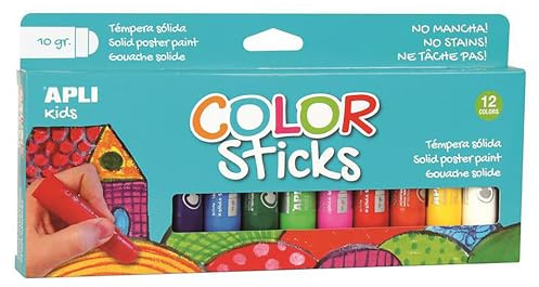 APLI Kids 14228 - Pack de 12 Tubes de Gouache Solide - Couleurs Assorties - 10 g