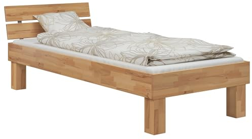 Erst-Holz®Einzelbett Buche 120x220 für XXL Massivholz hohes Seniorenbett inkl. Federholzrahmen 60.81-12-220 FV