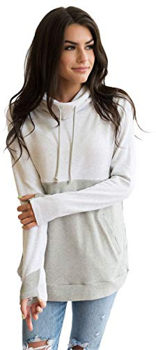 Nursing Queen Cowl Neck Colorblock Nursing Pullover Top - Gray/Light Gray (1X)