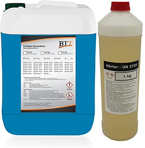 BTT-BI Epoxidharz Bodenbeschichtung RAL 5015 für 25m² Innen Fliesenlack Betonfarbe Industrieboden Garagenfarbe Kellerfarbe Wohnraum Gießharz Epoxy