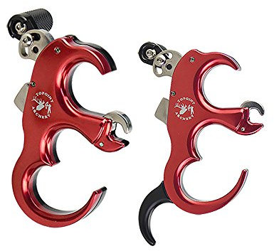 AMEYXGS Bogenschießen Compoundbogen 3 oder 4 Finger Automatic Release Aids Aluminiumlegierung Caliper Grip Thumb Trigger für Jagd und Schießen (Rot)