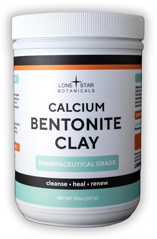 Calcium Bentonite Clay Healing Powder - Pure Pharmaceutical - Face, Body & Hair Detox Mask, Natural Mud Masks, Deep Pore Cleansing for Health & Beauty