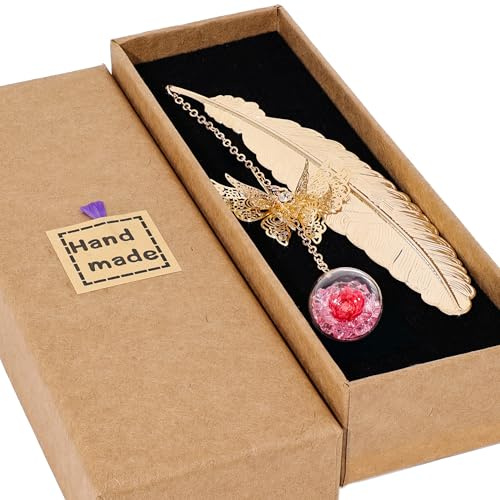 Toirxarn Metall Feder Lesezeichen mit Schmetterling Kristall Anhänger - Personalisiertes Geschenk für Mädchen, Frauen, Mütter, Schwestern, Lehrer und Buchliebhaber - Ideal für Muttertag und Geburtstag