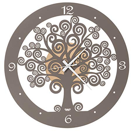Arti & Mestieri Albero della Vita - Orologio da Parete di Design 100% Made in Italy - in Ferro, Diametro 55 cm - Oro Laccato e Fango