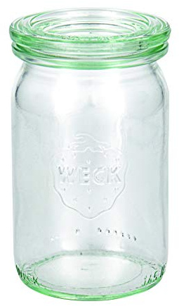 Weck 49870 Einmach Set Gläser Stangenform 145ml, 12x Einmachring 89x52mm, 24x Klammern, 2 Kartons Deckel 40mm, zum Aufbewahren von Vorräten, Rot