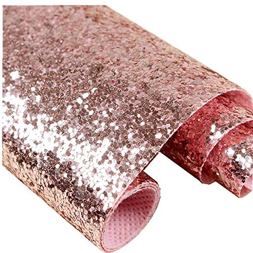 DHHOUSE Rose Gold Chunky Glitter Wallpaper, Self Adhesive Glitter Wallpaper for Walls