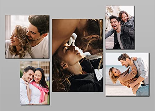 LaboratorioRadice Stampa foto su tela personalizzata con 5 foto – Set Gallery 90x70 cm diviso su 5 pannelli in legno – Quadri su tela personalizzati – Idea Regalo – Composizione 90x70 cm