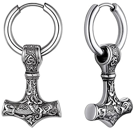 FaithHeart Wikinger Ohrring für Herren, Viking Stil Mjölnir Ohrhänger für Damen, Wikinger Axt Ohrschmuck, Hängende Pfeil Ohrstecker mit Geschenkebox für Ihnen und Geliebte