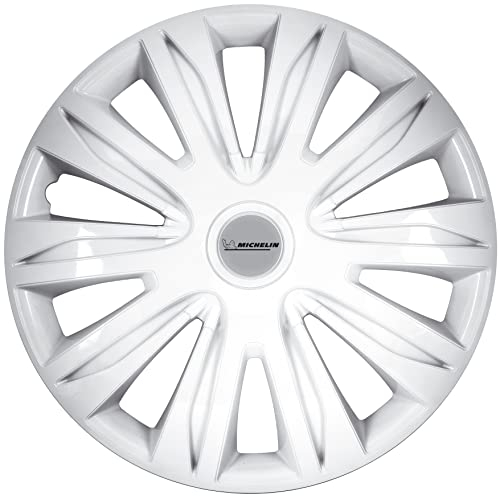 MICHELIN Radkappe MX-FW 15 Zoll Universal Radzierblende | 4 er Set Fürs Auto | ABS Kunststoff | Night-Vision-System Weiß