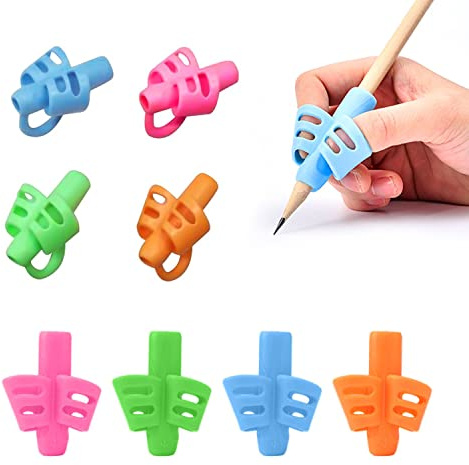 Impugnature Matita, Multicolore 8 Pezzi Scrittura Impugnatura per Bambini, Strumento di correzione della postura di scrittura，Aiuto con la scrittura, Ergonomico.