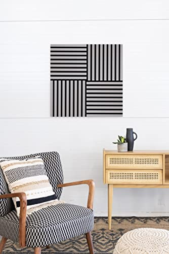 Leiste24 Akustikpaneel 400 x 400 mm Schwarz Sandgrau | Lamellenverkleidung mit schwarzem Akustikfilz, Wandverkleidung im Lamellendekor Sandgrau für moderne Innenräume