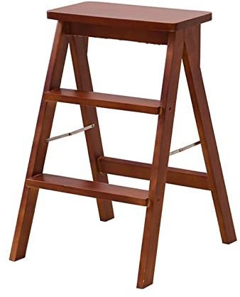 Pealihuy Gradini Scalette Scaletta in Legno Sgabello Multifunzione Pieghevole Scaletta da Cucina Libreria Ufficio 3 Gradini Mini Scaletta
