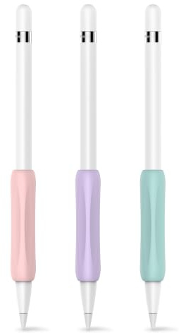 Delidigi für Apple Pencil Griff Ergonomische Silikonhülle für 1. und 2. Gen | 3er Set Weiche Rutschfeste Stifthalter Zubehör für Langes Notieren, Skizzieren, Journaling & Procreate