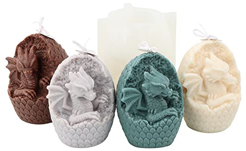Xidmold 3D Dinosaurier Drache Silikonform Kerzenform Tier Kerzen Gießform Seifenform Harzform Dinosaurier Silikonform für Tortendeko, Schokolade, Seife, Sojawachs Kerzen, Handwerk Ornamente