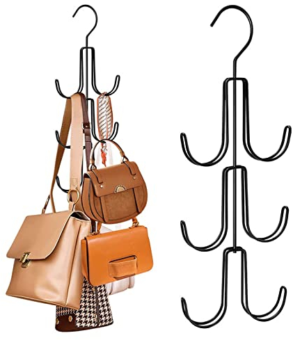 Greyoe Krawattenhalter, Gürtelhalter Kleiderschrank, Schalbügel, Hanging Bag Rack Multifunktionale Gürtel Krawatte Sling Hook Organizer für Krawatten, Schals, Tücher, Taschen, Schwarz