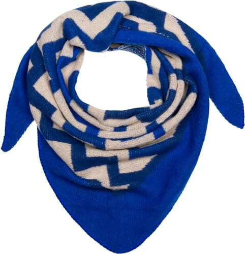 styleBREAKER Damen XXL Web Dreieck Schal mit buntem Zick-Zack Zacken Muster, Dreiecktuch, Winter Schal warm weich, Tuch 01020049, Farbe:Blau-Dunkelblau