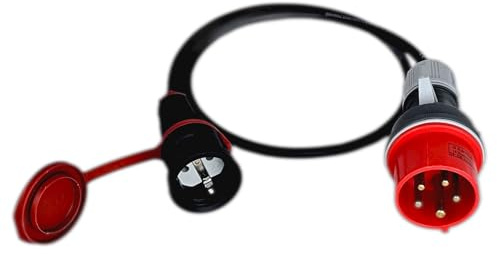 CEE Adapter 16A auf 230V Schuko | Starkstrom Adapter mit 3 Meter Gummikabel | CEE Stecker 16A 5-polig → Schuko Kupplung | IP44 | Baustelle & Camping
