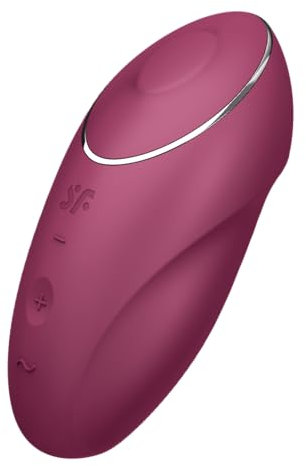 Satisfyer Tap & Climax 1 Druckwellenvibrator | Auflege-Vibrator mit Klopf-Funktion | 2 starke Motoren | Wasserdicht (IPX7) | Hautfreundliches Silikon in beere | Stimulation der Klitoris für Frauen