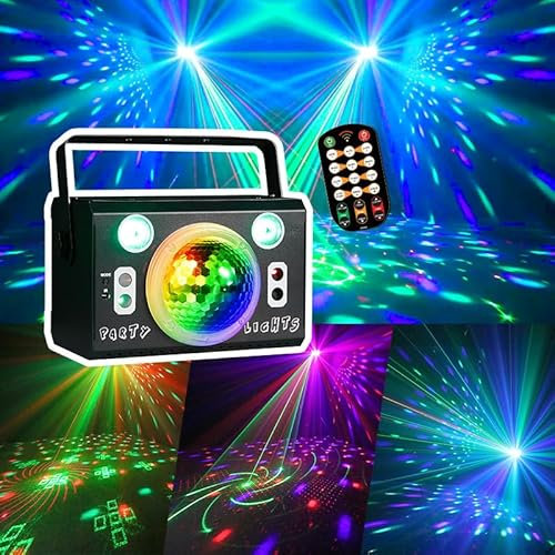 Birthday Party Disco Lights, RGB LED Strobe Disco Ball DJ Lights for Wedding Events Christmas Halloween Bar Karaoke Home Parties,Sound Activated Remote, Metal Case