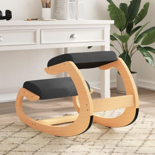 CINDERFUL Kniestuhl Schwarz 55x84x55 cm Birkensperrholz,Ergonomischer Kniestuhl für eine gesunde Haltung und reduzierte Rückenschmerzen perfekt für Büro, Zuhause und Unterricht Sessel & Stühle