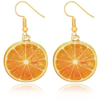 TPZORJX 1 Paar Früchte Ohrringe - Frucht ohr-bolzen Lustige Nette Ohrringe Lemon Drops Baumeln Frauen,für Frauen Mädchen Sommer Strand Schmuck(orange Farbe)