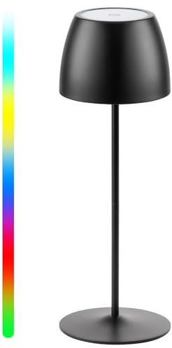 tomons Lampada da Scrivania LED Dimmerabile, Touch Senza Fili, Ricaricabile, Angolo Regolabile, Temperatura Colore 3000-6500K, 4 Modalità RGB, Memoria, Impermeabile IP54, Portatile, Nera