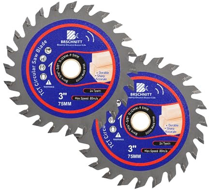 Disque à tronçonner pour le bois – BRSCHNITT TCT Disque à tronçonner 3 (75 mm) x 2 pièces 24T Cut Off Roue pour bois, plastique Mandrin 11,12/9,5 mm