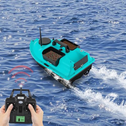 LOYEMAADE 600M Ferngesteuert Futterboot Fischköder Köderboot mit Nachtlichtern GPS Fischköder Boot mit Handtasche, Angelköder-Boot