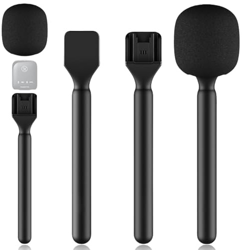Mikrofonhalter für DJI Mic 1/2, Mikrofon Interview Handle Interview Handheld Adapter mit Schaumstoff Wireless Handmikrofon Adapter für DJI Mic Rode Wireless GO