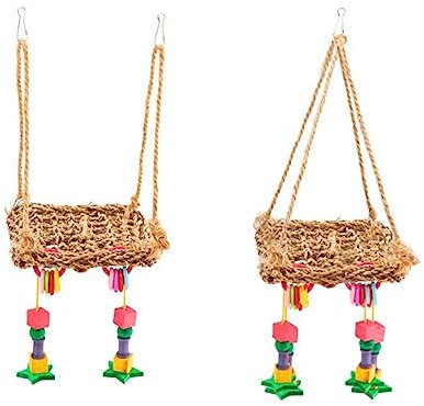 Yardwe Papageienspielzeug Kauspielzeug Hängespielzeug Mit Kletternetz Für Nymphensittiche Wellensittiche Und Kleine Vögel Sicheres Spielzeug Für Vogelkäfig Zubehör Zur Beschäftigung