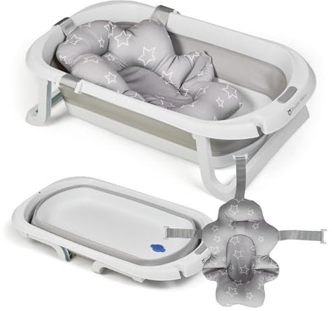Buddy Baby • Bañera Plegable BebéSplash con Temperatura • Desde 0 meses • Cojín reductor extraíble • Base antideslizante • Tapón desagüe • Diseño compacto y portátil • Regadera ballena