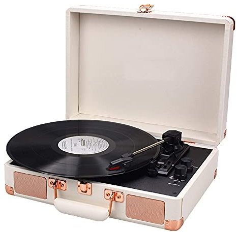 CAFIEDR Giradischi Bluetooth con Altoparlanti per Vinile, Giradischi Supporta Jack per Cuffie velocità 33/45/78 Giri, Uscita Audio RCA e Ingresso Audio AUX, Ornamenti r(Un)