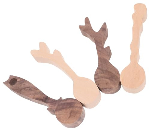 OHPHCALL 4stücke Holzlöffelrohlinge zum Schnitzen für DIY Basteln Unbehandelte Holzblöcke für Handarbeit und Schnitzen