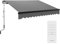 Outsunny 2.5 x 2m Electric Awning with LED Light and Remote Controller, Aluminium Frame DIY Retractable Awning, UV50+ Sun Shade Canopy for Garden Patio Deck Door Window, Dark Grey