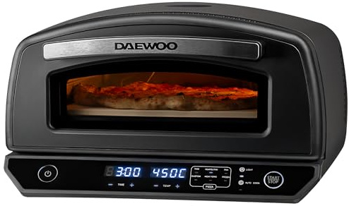 Daewoo 12 Inch Electric Pizza Oven For Indoor Use, With A Viewing Window And Internal Light, Easy Controls And Pre-Sets, Complete Pizza Making Set Included