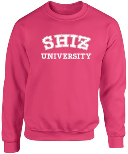 Hippowarehouse Shiz University unisex jumper sweatshirt pullover Large adult Fuchsia