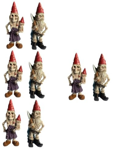 BESPORTBLE 4 Ensembles Ornements Nains Squelette d'halloween Nains De Jardin Extérieur Petit Décor Figurine Miniature De GNOME Zombi Statues D'extérieur Paillassons Résine 2 Pièces * 4