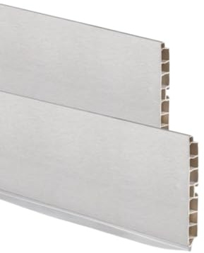 Bricoleva.it Coppia Zoccolo PVC Cucina - 2 Profili Battiscopa Mobili Cucina - Dimensioni 200 cm Differenti Rivestimenti e Altezze - Prodotto Made in Italy - Altezza 15 cm Color Alluminio