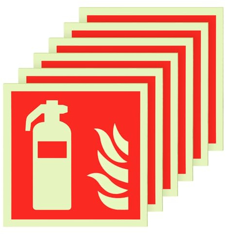 Szaboviktoria 6 Stück PVC Feuerlöscher Schild 15 x 15 cm, Piktogramm Feuerlöscher, Brandschutztür Aufkleber, Feuerlöscher Aufkleber, Für Haus Büro Baustelle Und Auto