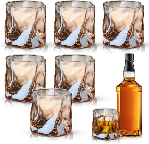 Lot de 6 verres à whisky 200 ml, cristal irrégulier, verres eau, jus, pour maison, restaurants, fêtes, cadeau anniversaire