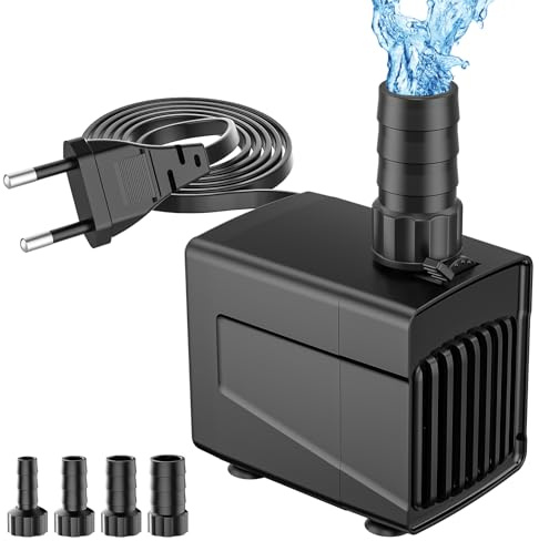 GuKKK 25W 1500L/H Pompa ad Acqua,Pompa Immersione Ultra-Silenzioso Sommergibile con 5 ugelli per Acquario Fontane da Tavolo Stagno Giardini Acqua (25W)