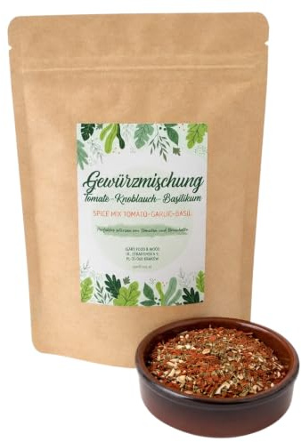 IGART FOODetWOOD Mélange d’épices tomate-ail-basilic 200g, mélange italien, herbes méditerranéennes pour pâtes et pizza, idéal pour bruschetta, marinade, 100% ingrédients naturels