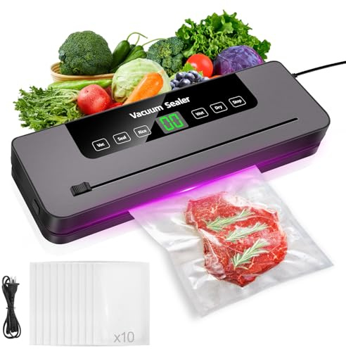 6 in 1 Vacuum Sealer Machine, 6 Modes Multi-Functional Food Vacuum Sealer with 10pcs Vacuum Bags, 30cm Longer Seal Food Sealer Built-In Cutter, Keep Meat Vegetables Snacks Fruits Grains Fresh