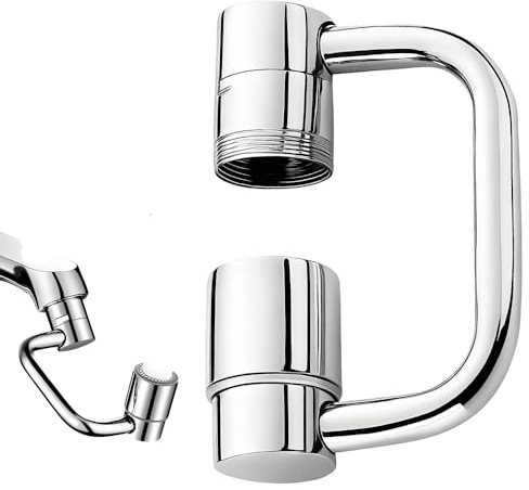 Wasserhahn Aufsatz Verlängerung, 2025 Neu 1080° Drehbarer Multifunktionaler Verlängerungshahn, Rotierender Wasserhahn Schwenkbarer Wasserhanhnaufsatz Faucet Extender für Bad und Küche (Silber,1Stück)